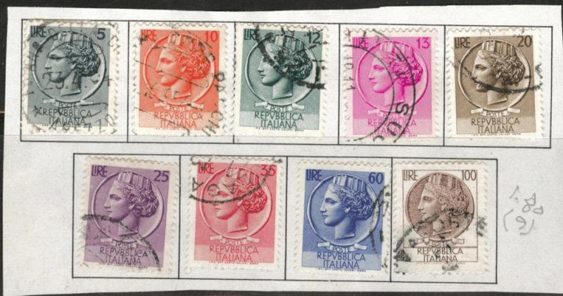 Italy Scott 626-633 used 1953 - 1954 stamp set