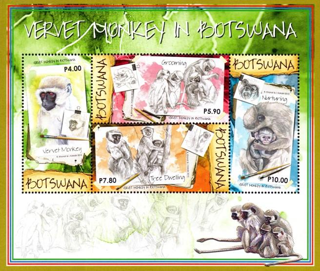 Botswana - 2015 Vervet Monkeys MS MNH**