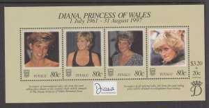 Tuvalu 762 Princess Diana Souvenir Sheet MNH VF