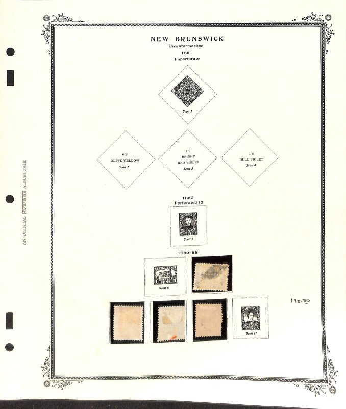 New Brunswick Collection 1851 to 1863 on Scott Specialty Page