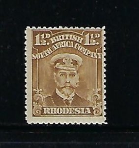 RHODESIA SCOTT #121  1913-1923 ADMIRAL 1 1/2P (BROWN) PERF 14 - MINT  HINGED