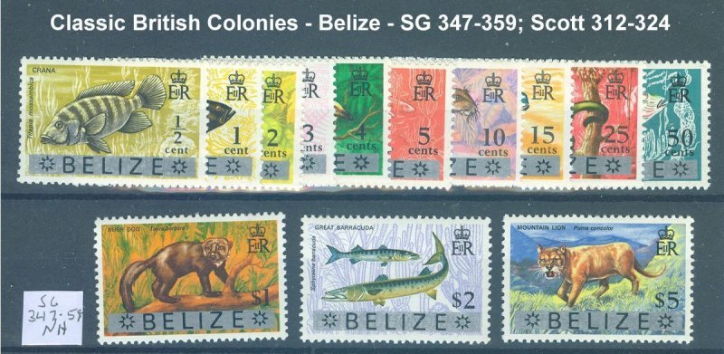 Belize Scott 312-324; SG 347-359 - Unused NH