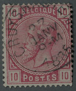 Belgium #45 Used VG Cancel Date 27 JANV 9-M 1885 Good Color HRM