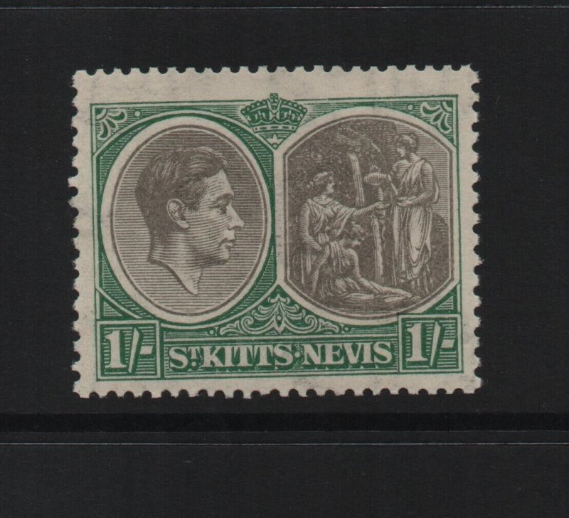 St Kitts & Nevis 1938 SG75 1 shilling 13x12 perf ordinary paper unmounted mint