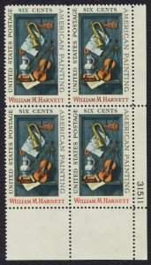 #1386 6c William M Harnett, Plate Block [31511 LR] Mint **ANY 5=FREE SHIPPING**