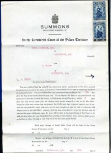 1952 CANADA Territorial Yukon Court Document  Van Dam 25¢ Overprinted  # YL13