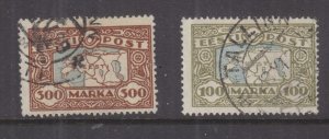 ESTONIA, 1923-1924 Map 100m. & 500m., pair, used.