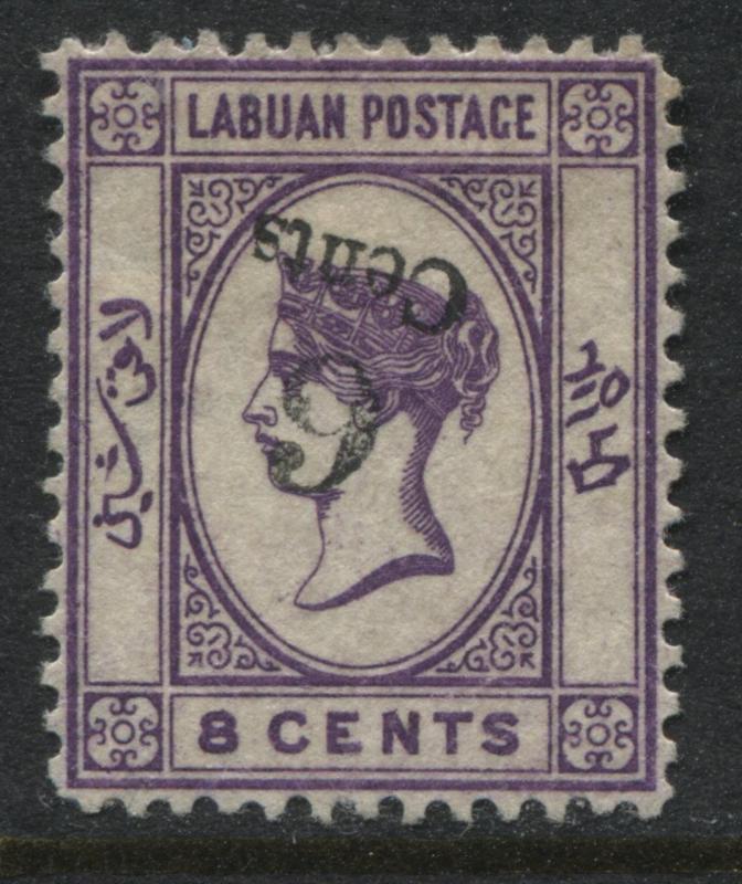 Labuan QV 1891 8 cents dark violet with Inverted Surcharge mint o.g. (JD)