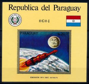 [66075] Paraguay 1972 Space Travel Weltraum Apollo 16 OVP Muestra Sheet MNH