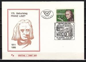 Austria, Scott cat. 1371. Composer Franz Liszt on a First day cover.