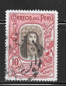 Peru Scott C39 Used LH - 1936 10s St Rose of Lima H/V of Set - SCV $110.00