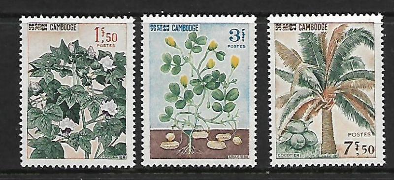 CAMBODIA  149-151 MINT HINGED, PLANTS SET 1965