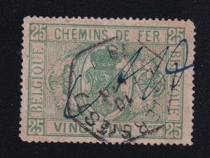 Belgium    #Q3   used   1881  railway stamp  25c