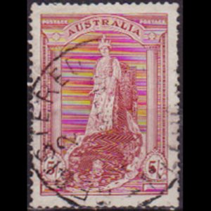 AUSTRALIA 1938 - Scott# 177 Queen Eliz. 5s Used short perf.