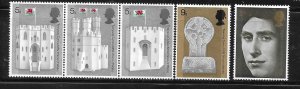 Great Britain 1969 Investiture Prince Charles Wales Sc 595-599 MH A2831