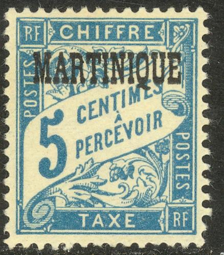 MARTINIQUE 1927 5c Light Blue Postage Due Sc J15 MVLH