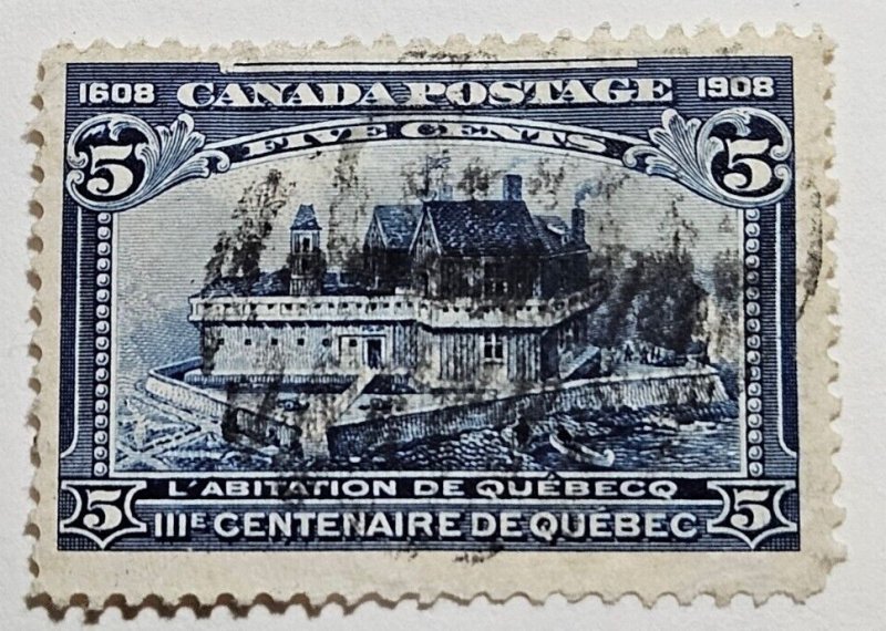 Stamp Cananda 1908 Quebec Tercentenary Issue A38 #99 dark blue used