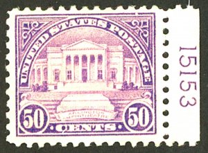 U.S. #570 MINT PL# OG HR 