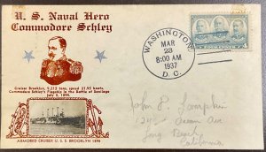 793 Crosby cachet Navy Series - US Naval Hero Commodore Schley FDC 1937