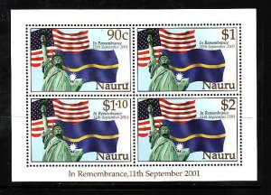 Nauru-Sc#496- id8-Unused NH sheet-Flags-2001 Terrorists Attacks remembered-2002