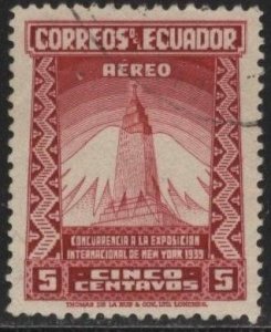 Ecuador C81 (used) 5c NY World’s Fair, Empire State Bldg, dk car (1939)