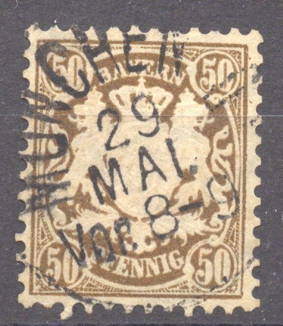 Bavaria 1888, the 50 Pf, Michel 59 B, used, VF ++, no faults