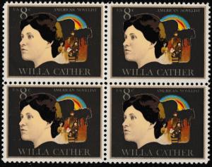 US 1487 Willa Cather 8c block (4 stamps) MNH 1973