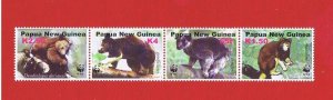 Papua New Guinea #1090  MNH OG  strip of 4  WWF   Free S/H