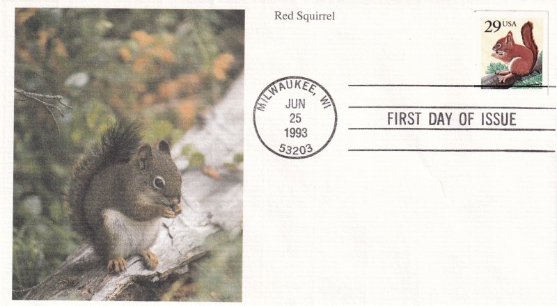 1993, Red Squirrel, Mystic, FDC (E12984)