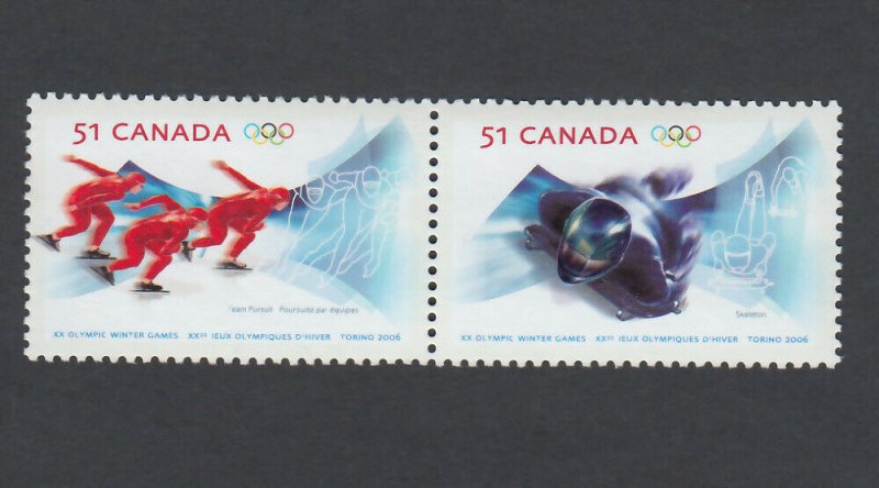 XX OLYMPIC WINTER GAMES TORINO 2006 = Se-tenant pair Canada 2006 #2144a MNH VF