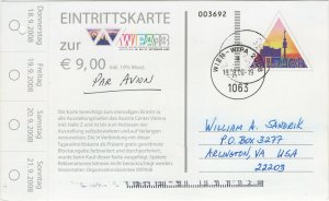 AUSTRIA 2008 WIPA Exhibition Entry Ticket / postal card + Special cancel