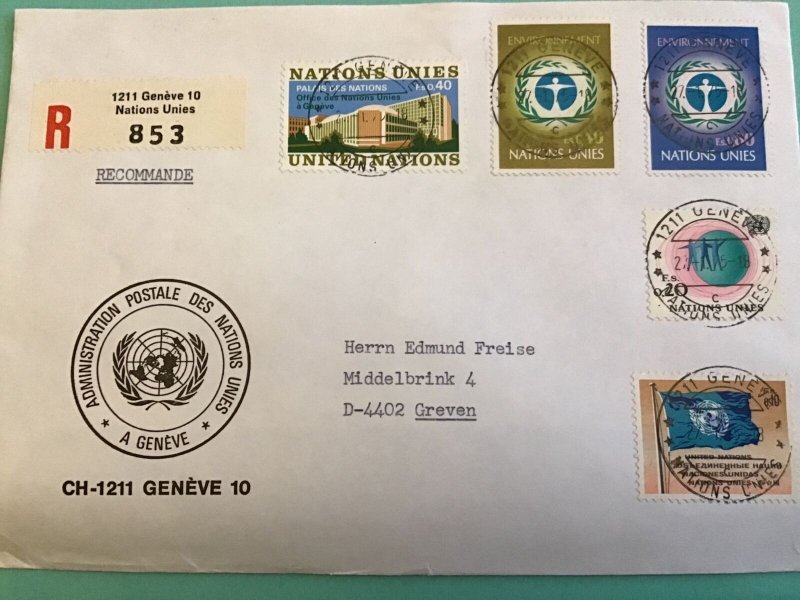 United Nations Geneva Registered 1975  Stamp Cover R42789