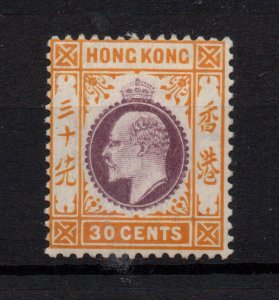 Hong Kong 1907 30c purple & orange yellow mint LHM SG97 WS36392