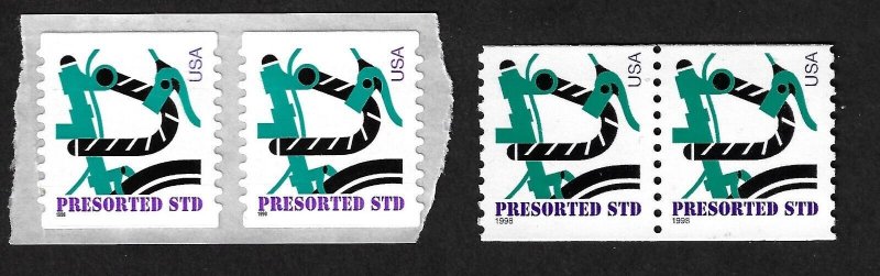 US 3228 & 3229 - MNH Coil Pairs.  1998 Presorted Std 