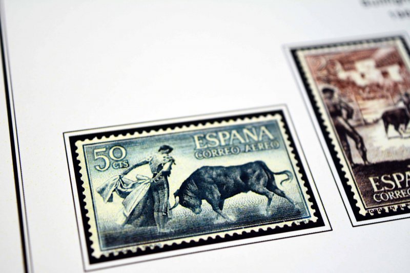 COLOR PRINTED SPAIN AIRMAIL 1920-1983 STAMP ALBUM PAGES (20 illustrated pages)