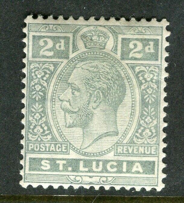 ST.LUCIA; 1912 early GV issue fine Mint hinged Shade of 2d. value