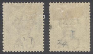 Tobago 1888 1/2d on 2 1/2d Ultra WIDE SPACE Scott 25&25c SG26&26a MH Cat $54