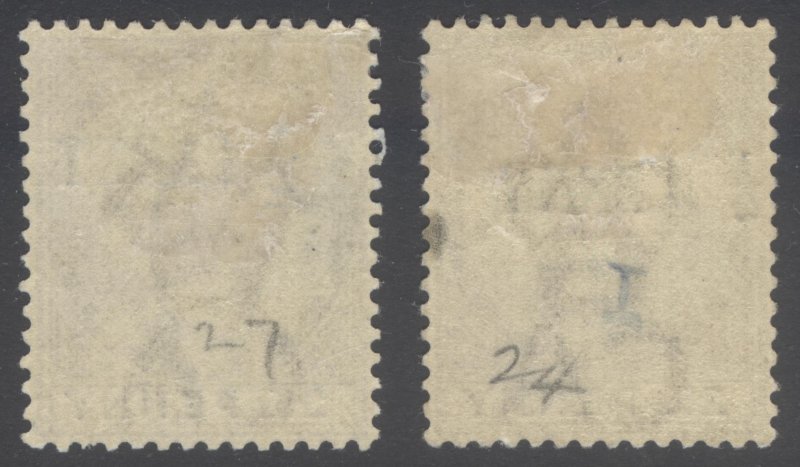 Tobago 1888 1/2d on 2 1/2d Ultra WIDE SPACE Scott 25&25c SG26&26a MH Cat $54