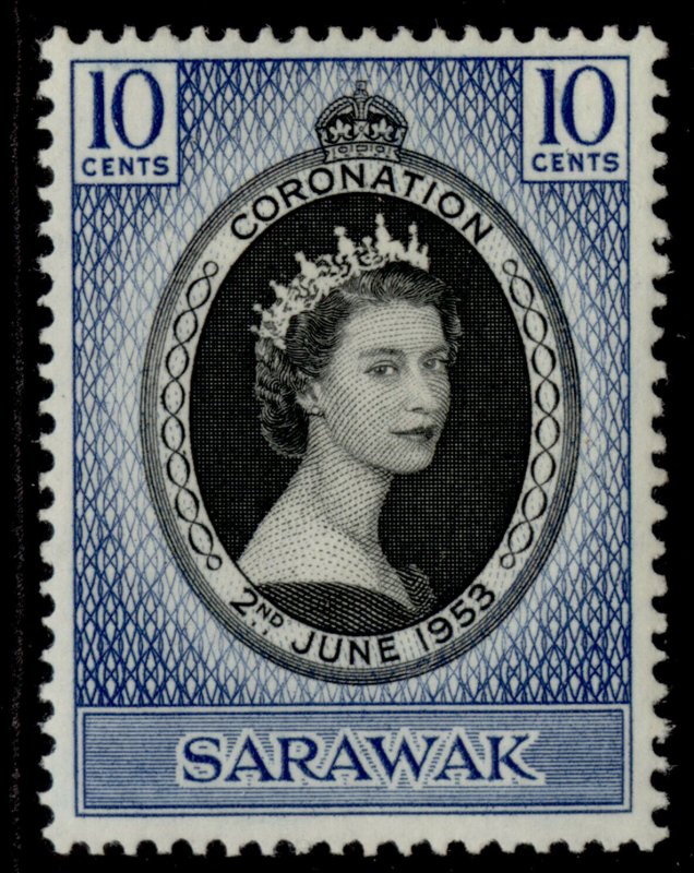 SARAWAK QEII SG187, 10c black & deep violet-blue 1953 CORONATION, M MINT. 