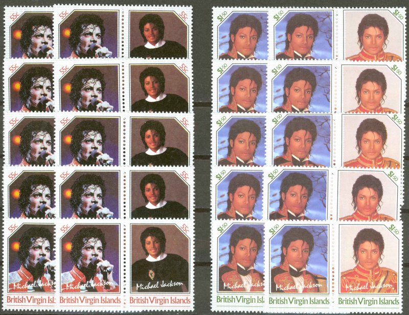 Virgin Islands UNISSUED MNH Lot/10 1984 55c-$1.50 Michael Jackson