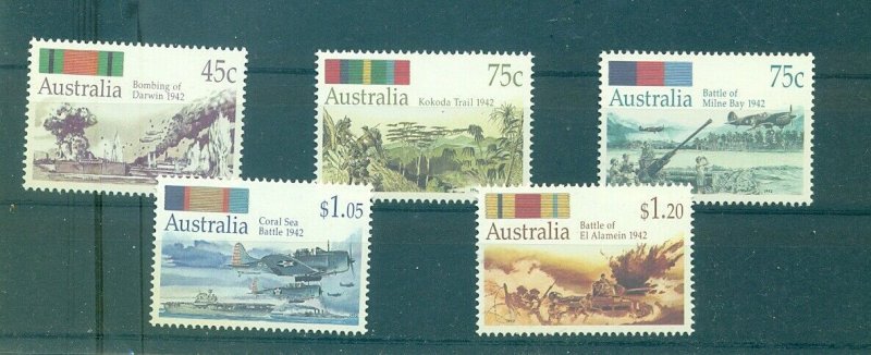 Australia - Sc# 1253-7. 1995.  1942 WWII Battles Australian Forces. MNH. $7.05.