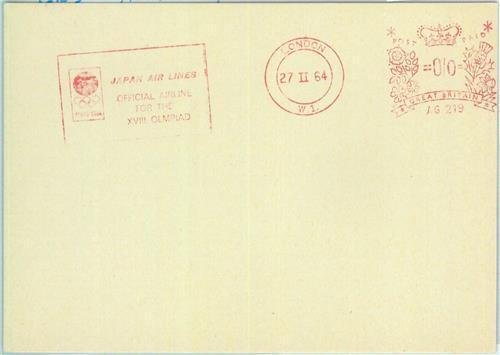 86928 - GB - Postal History - MECHANICAL postmark PROOF: Aviation 1964 OLYMPICS-