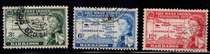 Barbados Scott 248-250 Used  Map of the West Indies set few minor faults