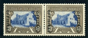 South Africa 1948 Official 10s blue & blackish brown biligual pair MLH. SG O27.