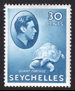 Seychelles KGVI 1938 30c Blue SG142ab Mint Hinged