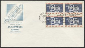 1959 #387 St Lawrence Seaway FDC Block House of Farnum Cachet Ottawa