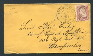 1864 Civil War Evansville, Indiana to Officer in Union Occupied Murfreesboro, TN
