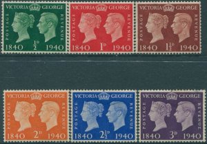 Great Britain 1940 SG479-484 KGVI 1st postage stamps set MLH (amd)