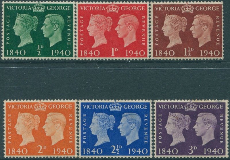 Great Britain 1940 SG479-484 KGVI 1st postage stamps set MLH (amd)