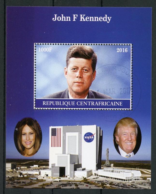 Central African Rep 2016 CTO John F Kennedy JFK 1v M/S I US Presidents Stamps
